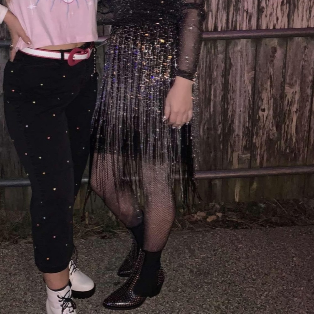 “Nasty Gal” fringe embellished/beaded skirt, size 8